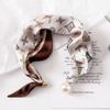 Lightweight Pearl Decoration Scarf Polyester Silk Scarf Luxury Magnetic Buckle Scarf  Daily Wearing
