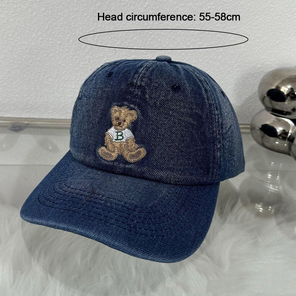 Breathable Baseball Hat Embroidered Bear Outdoor Sport Hat Cute Travel Sunshade Hat