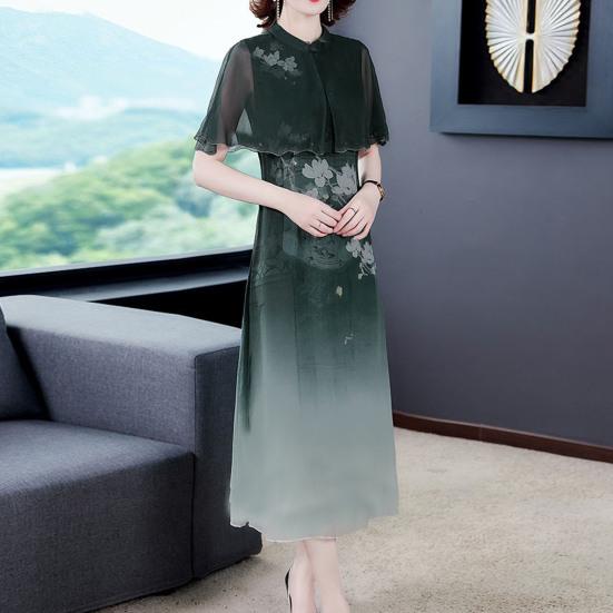 

Элегантное платье Qipao со струящимся подолом, модное женское платье против морщин, улучшенное платье Cheongsam с принтом, повседневная одежда