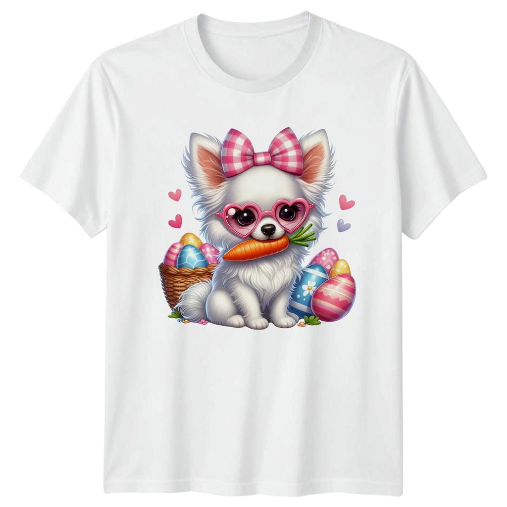 Cute Chihuahua Dog Wearing Heart Unisexs TShirt Puppy Easter Easter Gift For Her