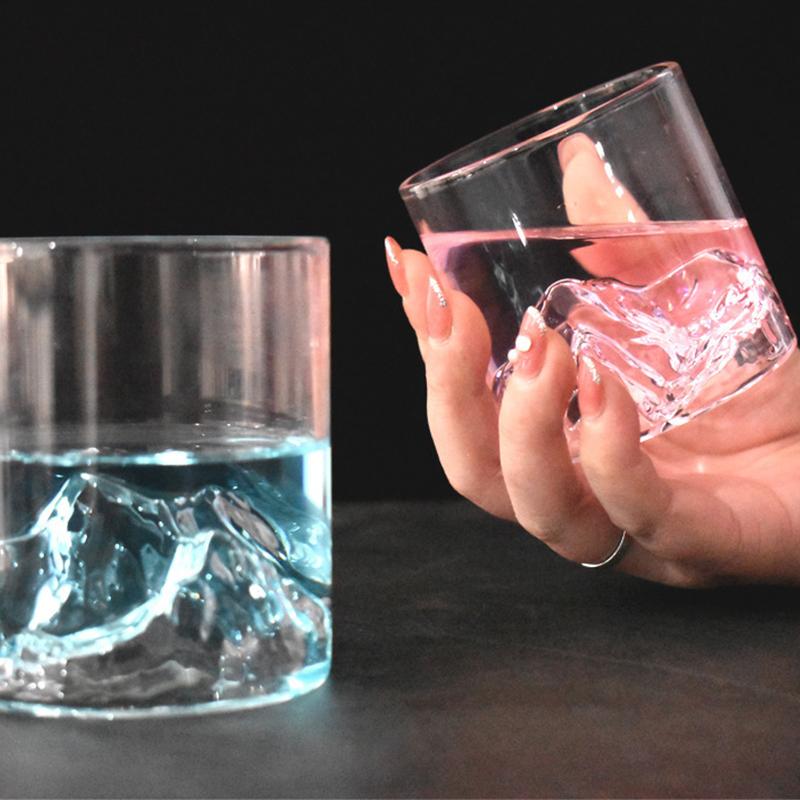 200/300ML Creative Whiskey Glass,Japanese 3D Mountain Viewing Cup for Water Milk,Transparent Tea Wine Cups for Home Bar Party