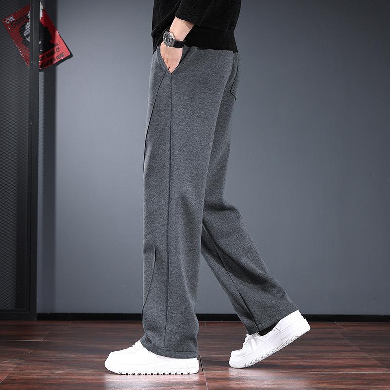 High-end sweatpants men's autumn and winter loose straight wide legs trendy brand drape solid color sports casual versatile long pants