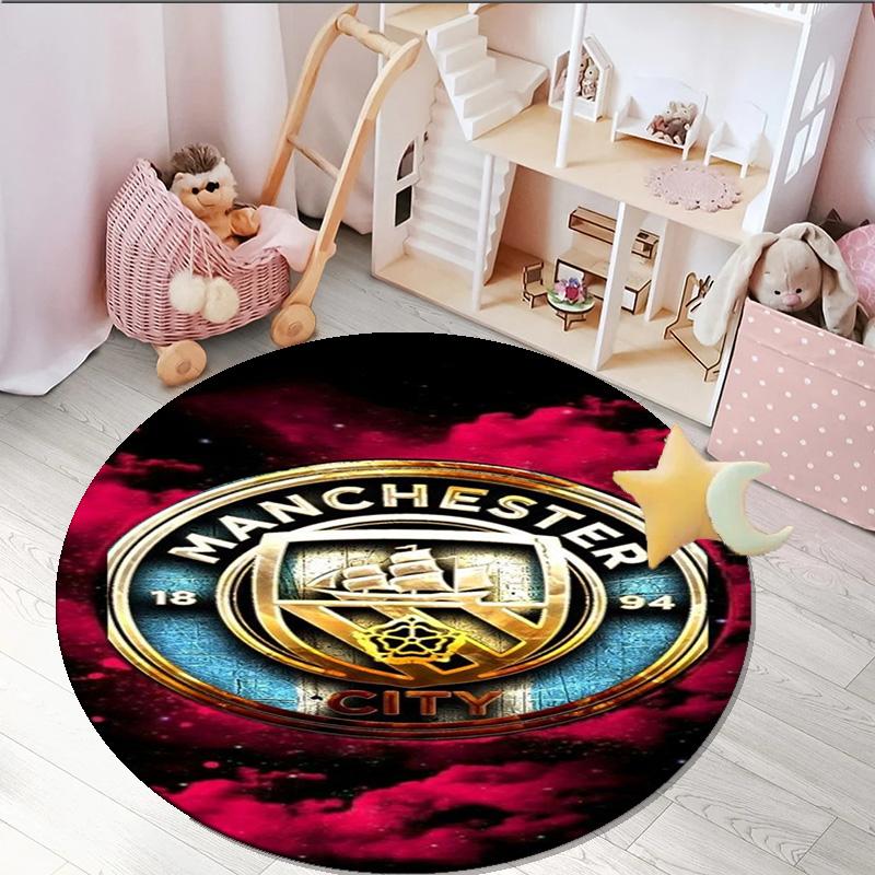 1pz Tappeto Rotondo Città Club di Calcio Stampato Tappeto Rotondo per Area, Tappeto per Casa Ufficio, Tappeto Rotondo per Sedia, Tappeto Decorativo Regali per Fan Regalo di Natale