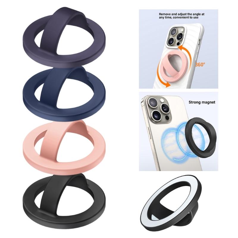 Magnetic Phone Rings Holder,Magnet Finger Rings Grip Stand Holder,360 Ratatable Silicone Nonslip Phone Grip