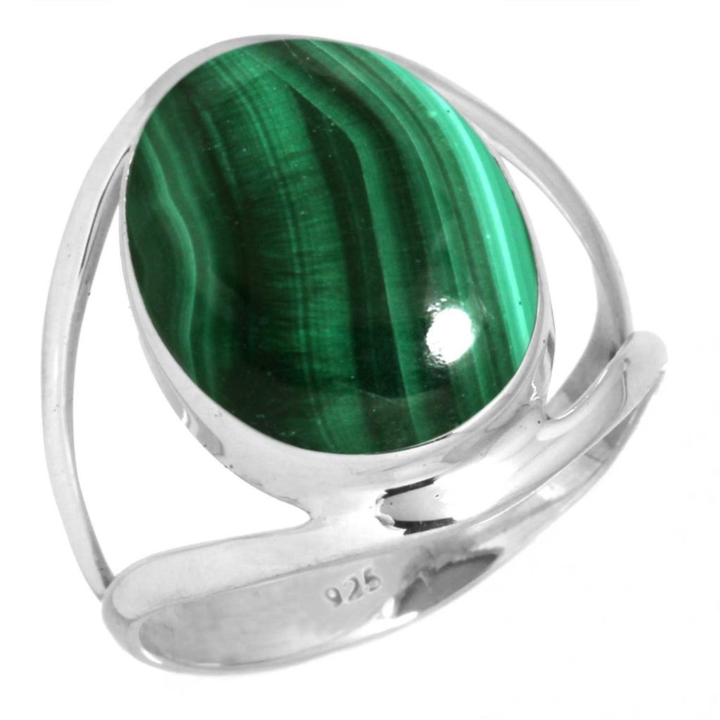 925 Sterling Silver Ring Women Gemstone Handmade Jewelry Engagement Gift Malachite Moonstone Rose Quartz Red Stone Smoky Topaz Tiger Eye Solitaire