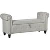 End-of-Bed Bench with Storage and Armrests for Bedroom Living Room Hallway 146.5x49x74.5 Cm Light Grey