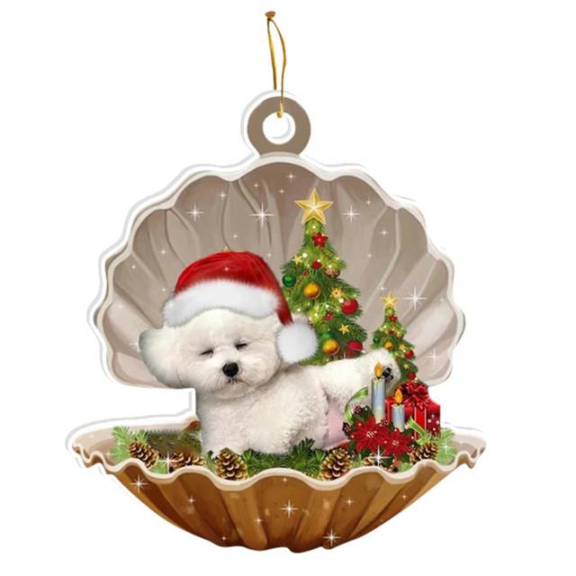 Cute Christmas Puppy Dog Shell Hanging Ornaments Xmas Tree Hanging Pendants Happy New Year 2024 Merry Christmas Decor For Home