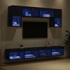 TV Wall Units with LED Lighting 6 pcs Black Oak Effect