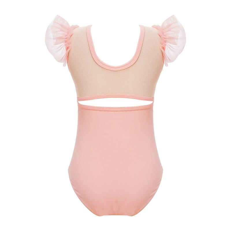 Ruffle Sleeve Ballet Leotard Girls Kids Gymnastics Bodysuit Ballerina Fairy Party Dancing Training Performance Dancewear