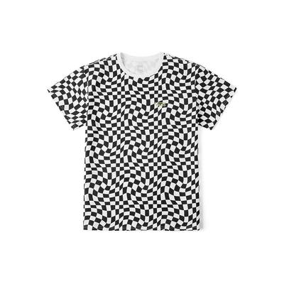 Comfortable Short Sleeve Crew Neck T-Shirt Women Tops Black White Checkerboard VN000GTDCWT