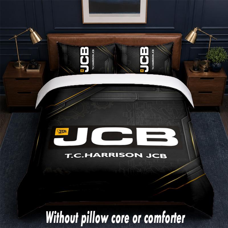 JCB Design Bed Bedding Set 1 Duvet Cover + 2 Pillowcases Soft Breathable Household Bed Linens