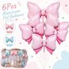 6Pcs Reusable Aluminum Foil Balloons Blue Pink Party Balloons Bow Balloons  Birthday Party