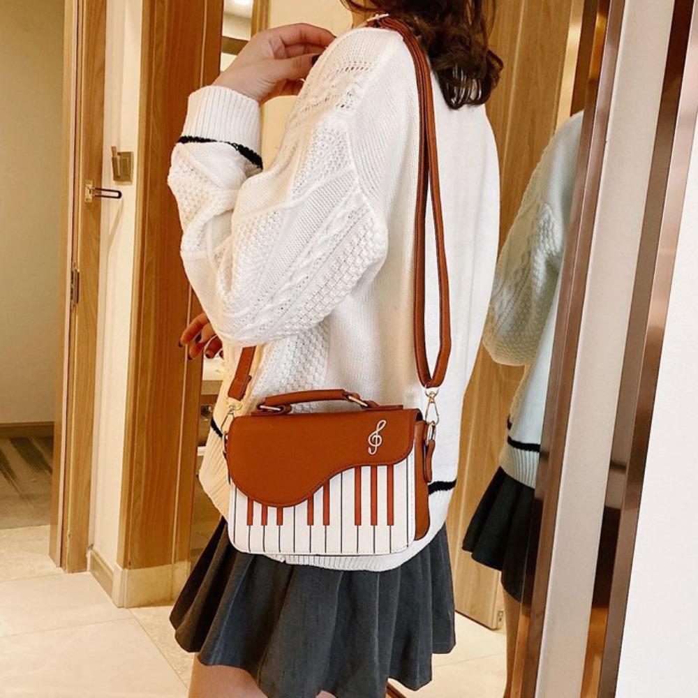 Vintage Mini Kwadratowa Torba Duża Pojemność Torba ze Skóry PU Prosta Wzór Pianina Torba na Ramię Zakupy