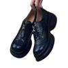 Self-kept Version~ Thick-soled Muffin Bottom Deep Mouth Women's One-pedal Round Head Retro Small Leather Shoes Versatile Single Shoes