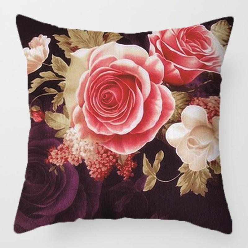Colored Flower Pattern Series Throw Pillow Cover With Short Plush Print For Living Room Sofa Decoration Cushion Cover