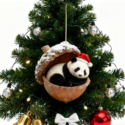 2D Forest Animal Acorn Ornaments Cozy Forest Animal In Snow Frosted Pine Cone Ornaments Woodland Creature Acrylic Hanging Ornament for Animals Lover