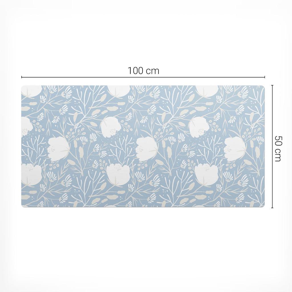Protective Decorative Mat for Office Table, Floral Retro Pattern, 100x50 cm