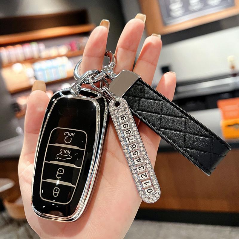 Suitable for Hongqi H5 Key Cover H7 HS5 HS7 New Energy EHS3 Car Leather Men's and Women's Keychain Case