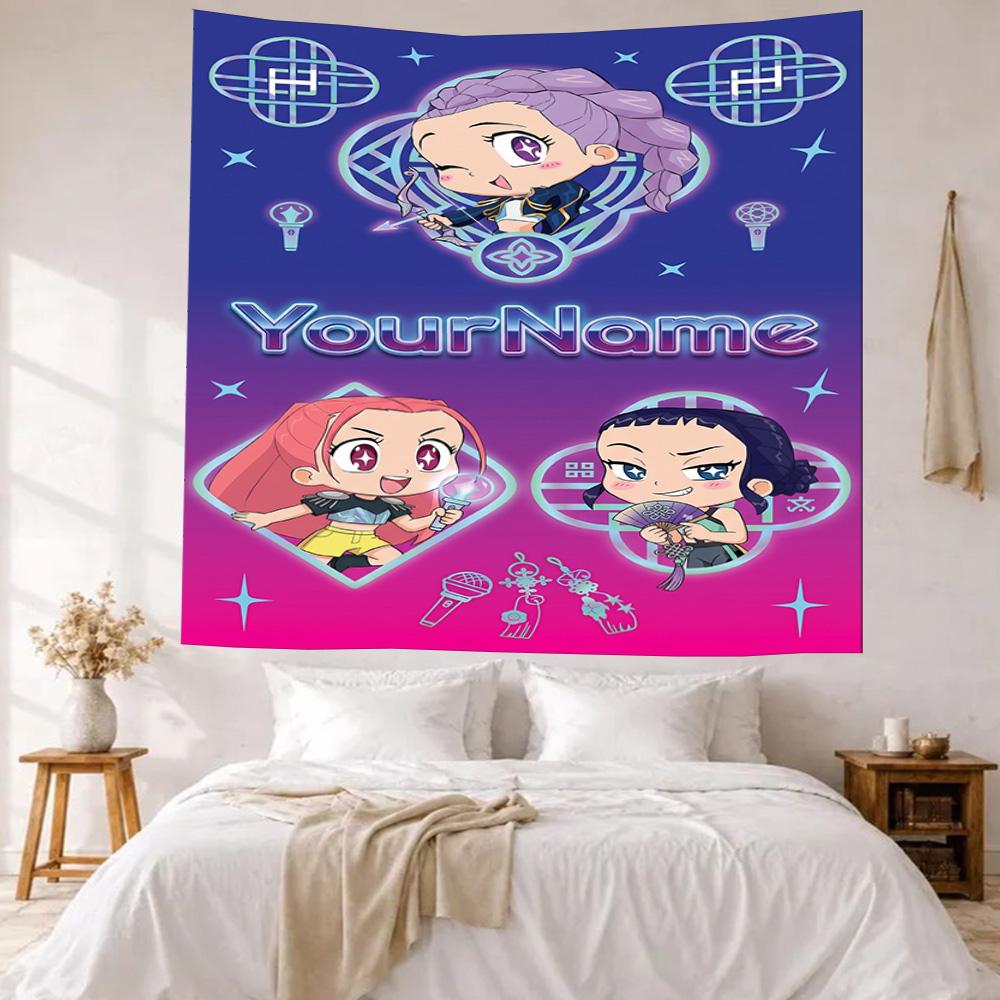 Demon Hunter Girls Custom Your Name Wall Decor Tapestry Art For Pet Memorial Birthdaywedding Party Backdrop Family Gift