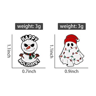 Halloween Christmas Enamel Pins Snowman Boo Ghost Brooches Lapel Badges Clothes Cartoon Funny Punk Jewelry Gift for Kids Friends