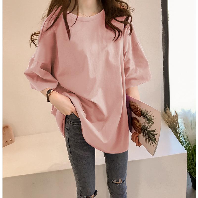 Women's Oversized Korean Style Loose Solid Color Short Sleeve T-Shirt