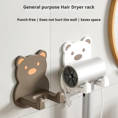 Haartrocknerständer zur Wandmontage, süßes Bärendesign, starke Tragfähigkeit, einfache Installation, universeller Föhnhalter