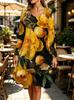 Spring Autumn Women Dress Casual Long Sleeve O-neck 3D Print Loose A-Line Dress Oversized Home Wear Robe