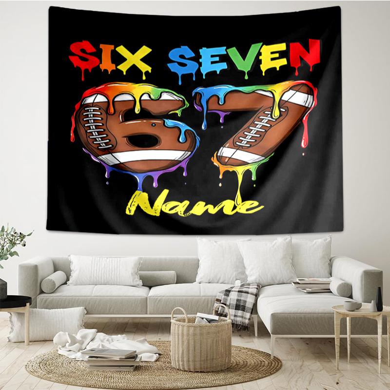 Custom Name 67 Print Tapestry, Backdrop, Easy Setup, Ideal for Bedroom, Office & Living Room, with Aesthetic Wall Hanging Decor.