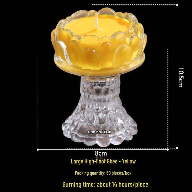 Термостойкий хрустальный подсвечник для гхи для буддийских храмов - Бездымный и без запаха, идеально подходит для домашнего использования