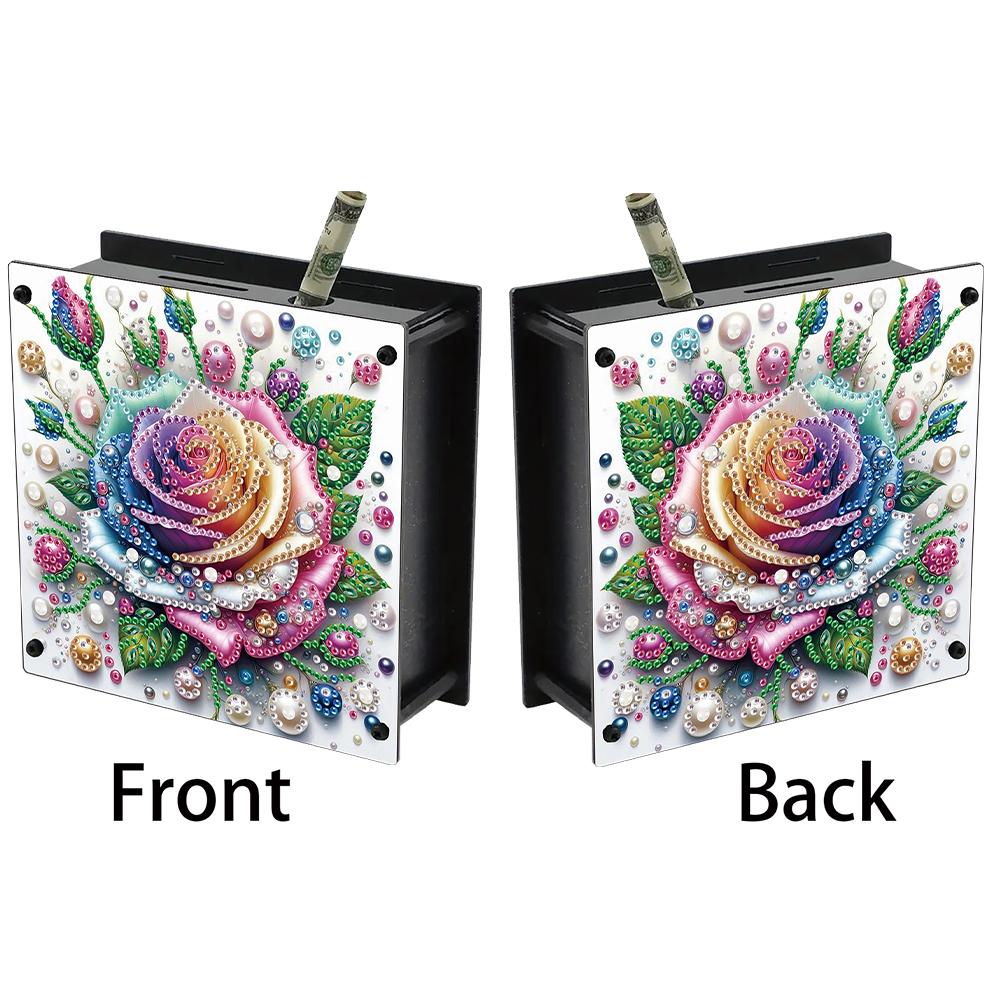 Rose DIY Money Storage Box Diamond Painting Art Piggy Bank for Beginners