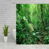 Rainforest Landscape Shower Curtains Green Leaves Plant Tree Original Forest Scenery Outdoor Nature View Bathroom Decor