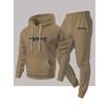 Mens Fashion Casual 2-Piece Set Fleece Graphic Print Hoodie Sweatshirt Pants
