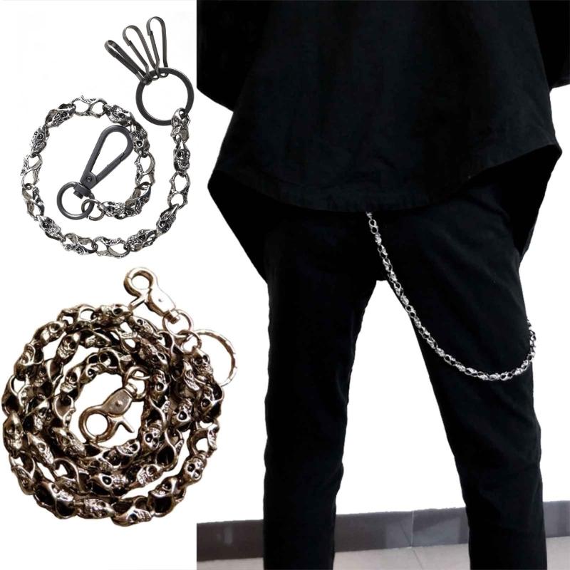Biker-Decor Skull Wallet Chain with Hook Snap Closure Punk Skull Trouser Chain Hip-hop Cool Style Pant Chain Ornament