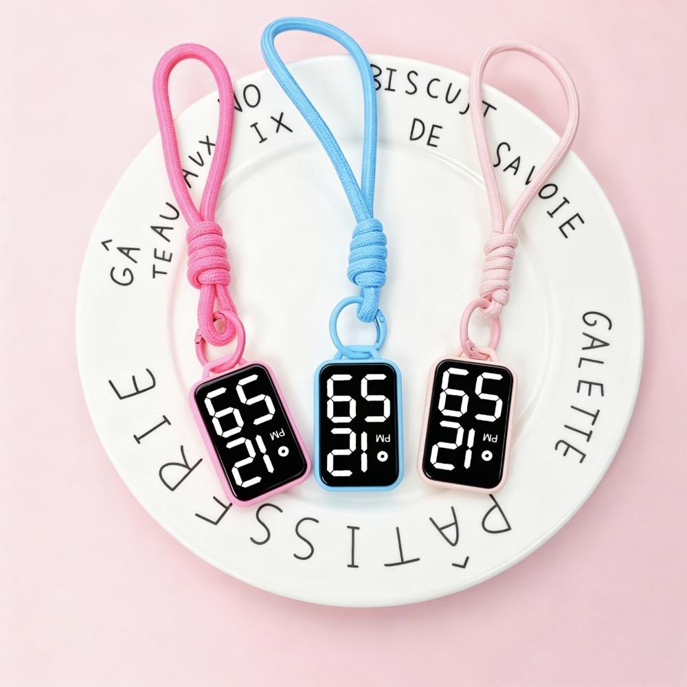 Big Numbers Pocket Watch Keychain LED Digital Watch Portable Electronic Hanging Watch  Kid Adult