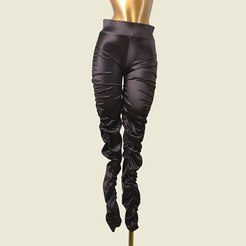 

Шведский бренд Стильные леггинсы с драпировкой Модный стиль Сексуальная мода Однотонные экспортные облегающие брюки Brown S