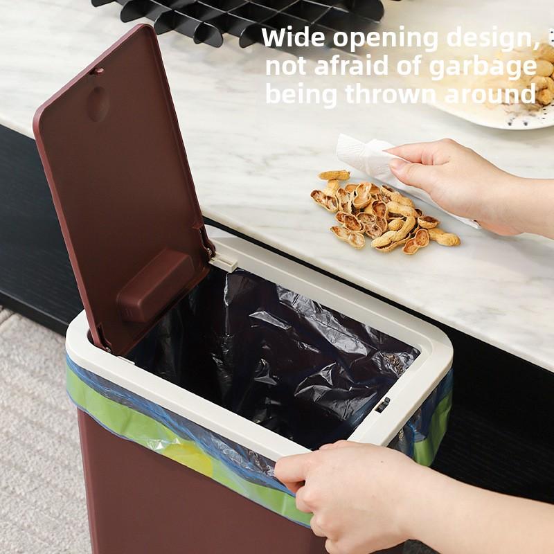 Nordic Press Type Trash Can Odorless Rectangular Garbage Bin with Lid Leakproof Bathroom Kitchen Stainless Steel Office Home Use