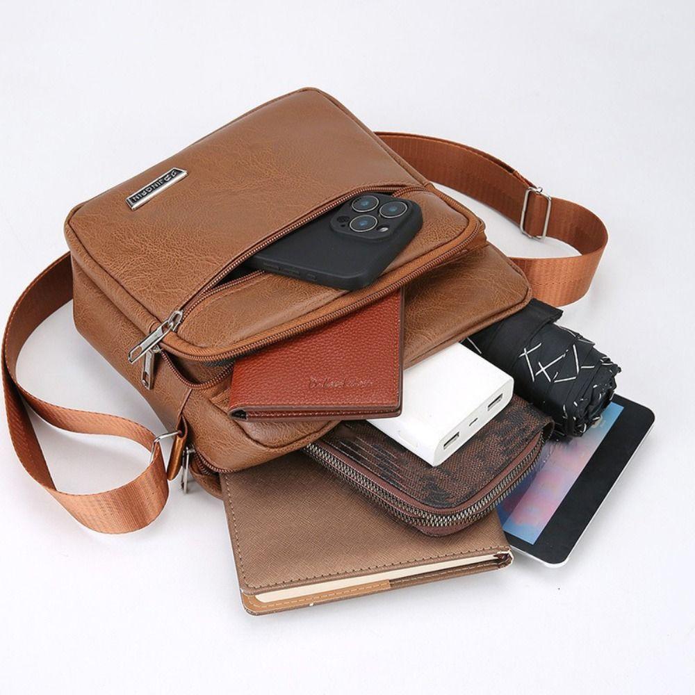 PU Leather Men's Shoulder Bag Waterproof Large Capacity Single Backpack Black Brown Men's Messenger Bags Men Women