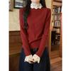 Korean Lace Patchwork High Neck Sweater - Slimming & Flattering Long Sleeve Top for Women