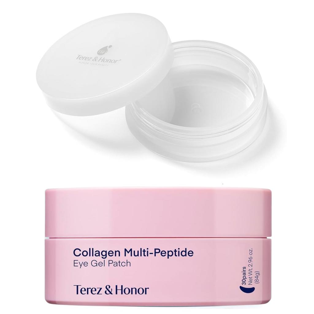 Terez Honor Collagen Eye Gel Patches and Travel Eye Patch Collagen Eye Care Eye Korean 60 Sheets & Multi-Peptide Container, Patches, Packs, Cosmetics,