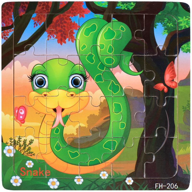 20pcs Wooden Animal PuzzleEducational Learning Toys Kids Cartoon Animals Vehicle Wood Jigsaw Puzzle for Children
