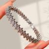 European & American Fashion Zirconia Four-Leaf Clover Bracelet: Sparkly Flower Design Wristband for Women