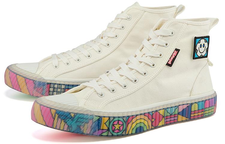 Men's Sneakers Craig&Karl x Kappa Trendy Slip Resistant Abrasion Resistant High top Canvas Shoes Unisex Ecru,