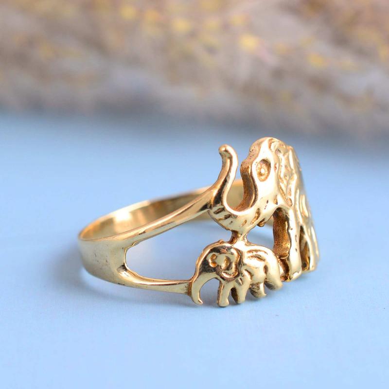 Elephant Ring Gold Brass ring Handmade Ring Simple Brass Ring