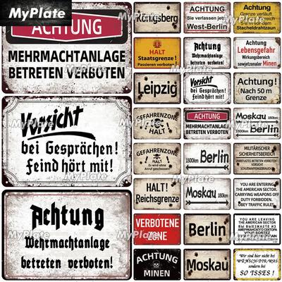 [MaPalte] Insegna vintage tedesca Achtung, insegna in metallo, insegna in latta, targa decorativa per la casa, decorazione per parete e porta, insegna da bar, targa per la casa, poster