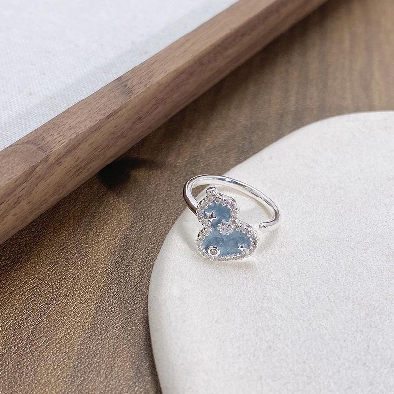 Small Fresh And Cool Flower Celebrity Sweet Light Luxury Open Ring Female Gourd Index Finger Ring Enamel Ring
