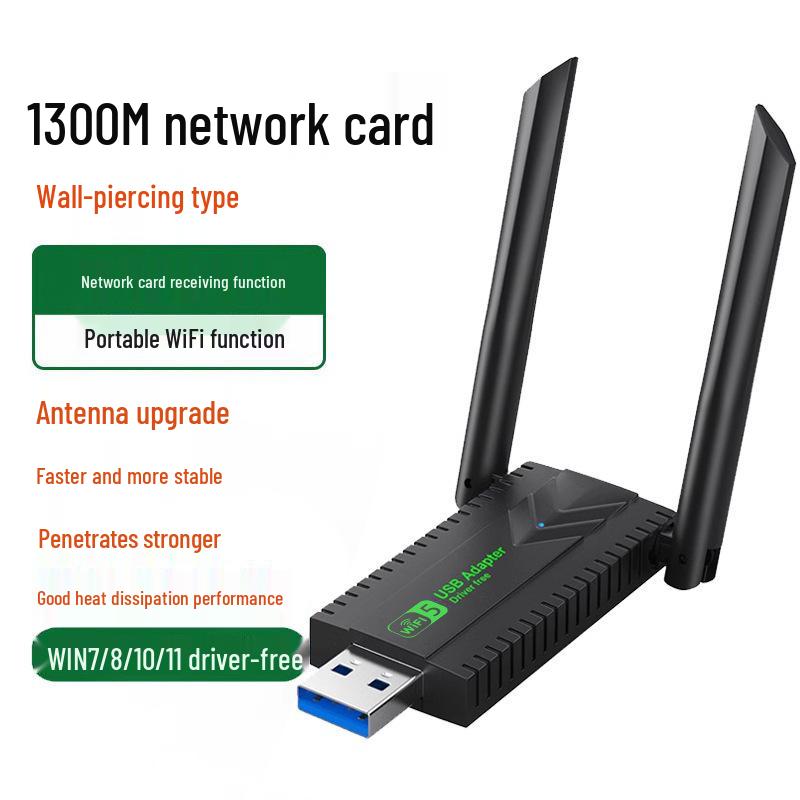 1300M WiFi 6 Dual-Band USB Drahtlose Netzwerkkarte für Desktop-Computer (Treiberfrei)