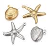 10pcs Stainless Steel Starfish Charms Shell Pendant Gold Color Necklace Bracelet Accessories for Jewelry Making Findings DIY
