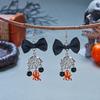 Cute Creepy Black Bowknot Spider Web Drop Earrings for Women Red Spider Beads Dangle Earring Cosplay Costume Party Jewelry Gifts