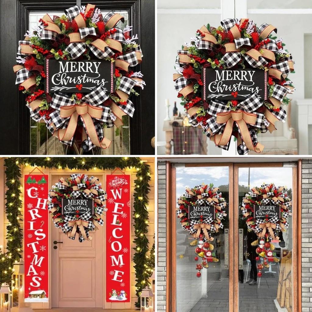 Merry Wreath Christmas Door Hanging Red Fruit Garland Simulation Ornament Xmas