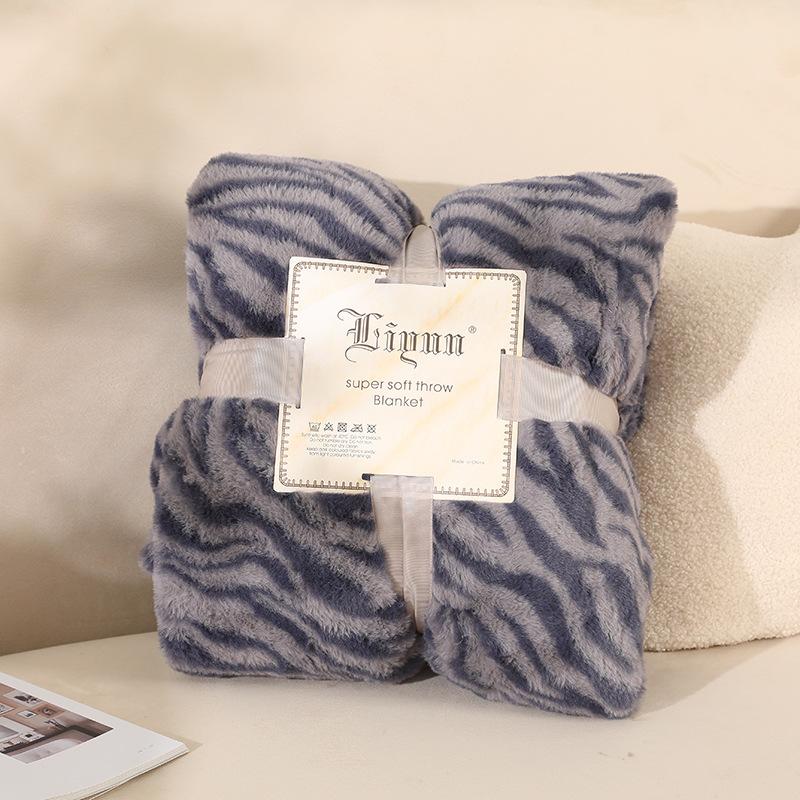 Leopard Print Blanket for Bed Thick Warm 2-Faced Zebra Cow Faux Animal Skin Winter Soft Sofa Throw Blankets Bedspread Bed Cover